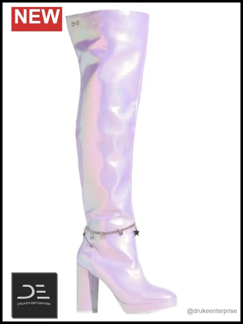 Over The Knee Thigh High Chunky Heel Zip Up Naomi Boots